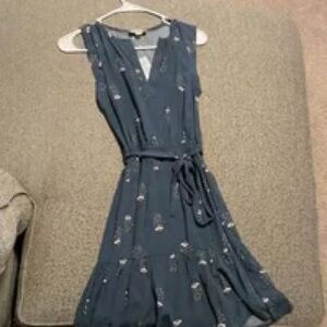 Loft Women's Drawstring Waist Dress Blue-Gray Size XL NWT